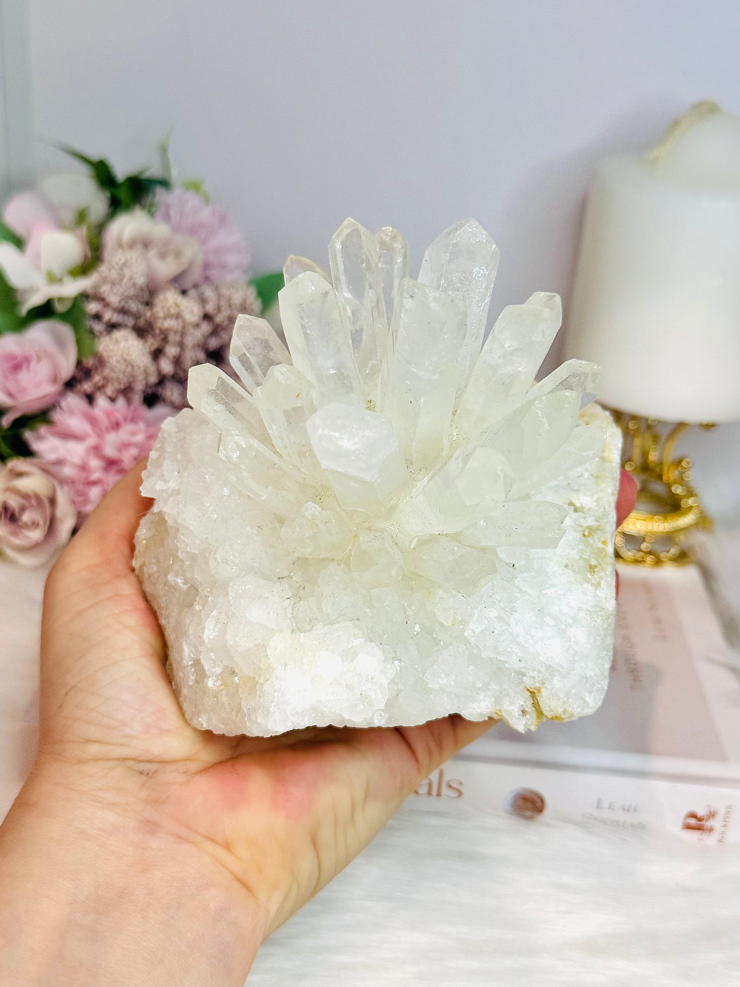 Large Clear Quartz Pineapple Lamp on Light Stand 810g