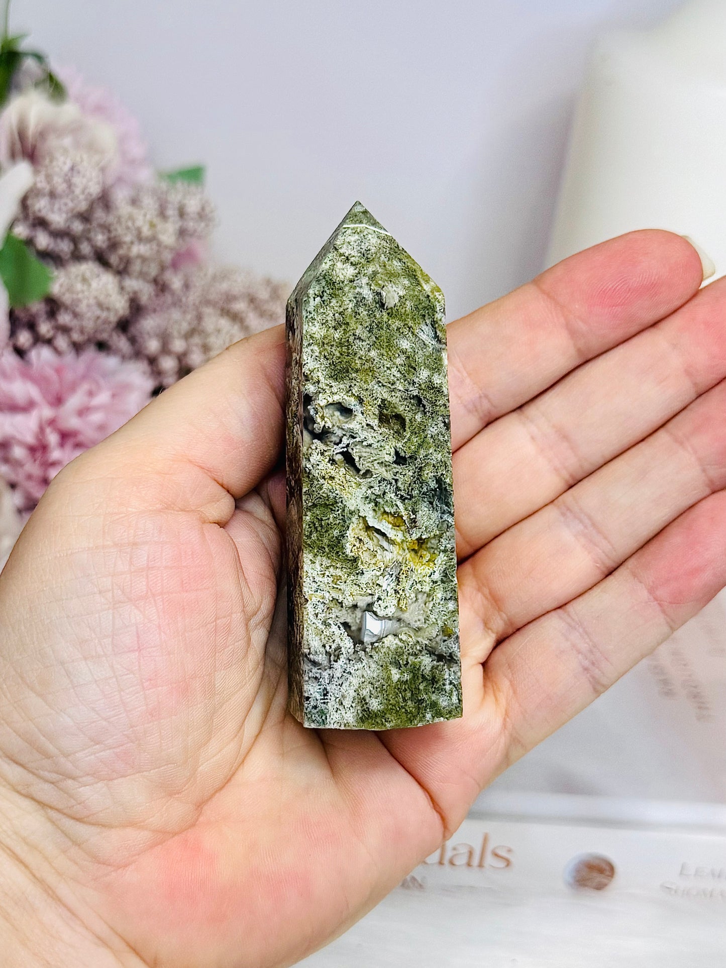Moss Agate Tower 8.5cm