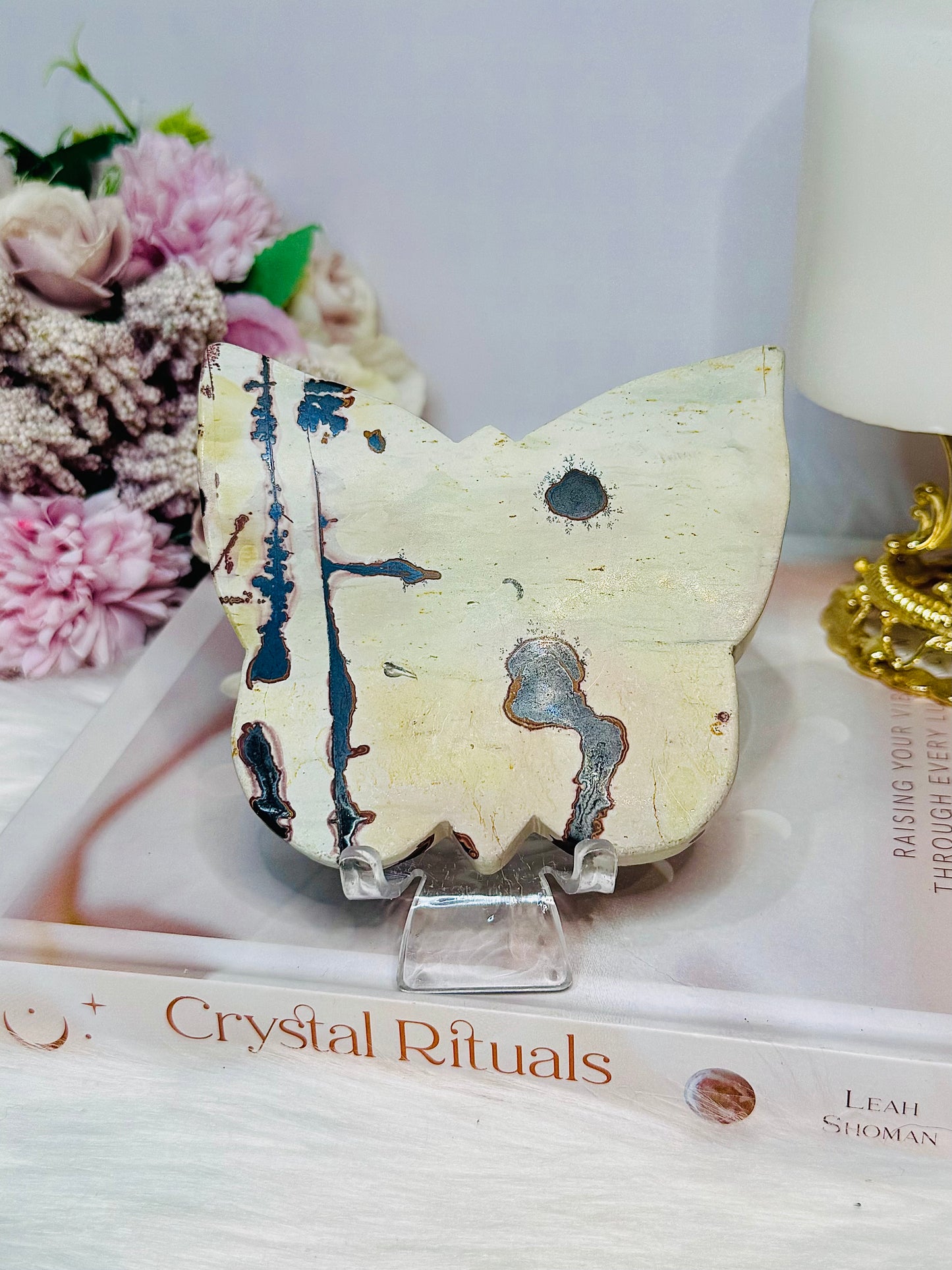 Chunky Picture Jasper Butterfly On Stand 9.5cm