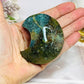 Chunky Moss Agate Carved Moon On Stand 7cm