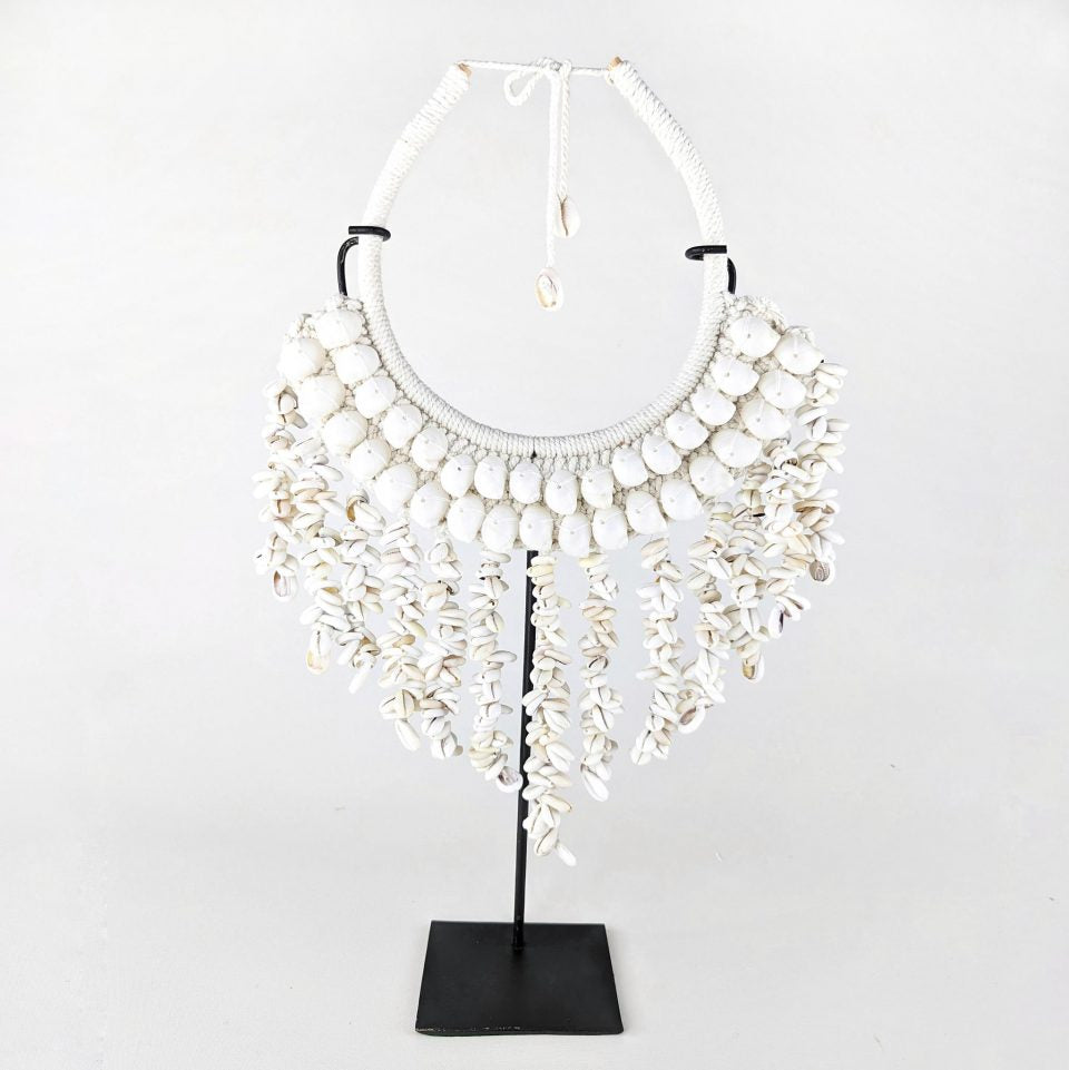 Stunning Large Natural Hanging Shells Boho Coastal Necklace On Stand 52cm x 32cm