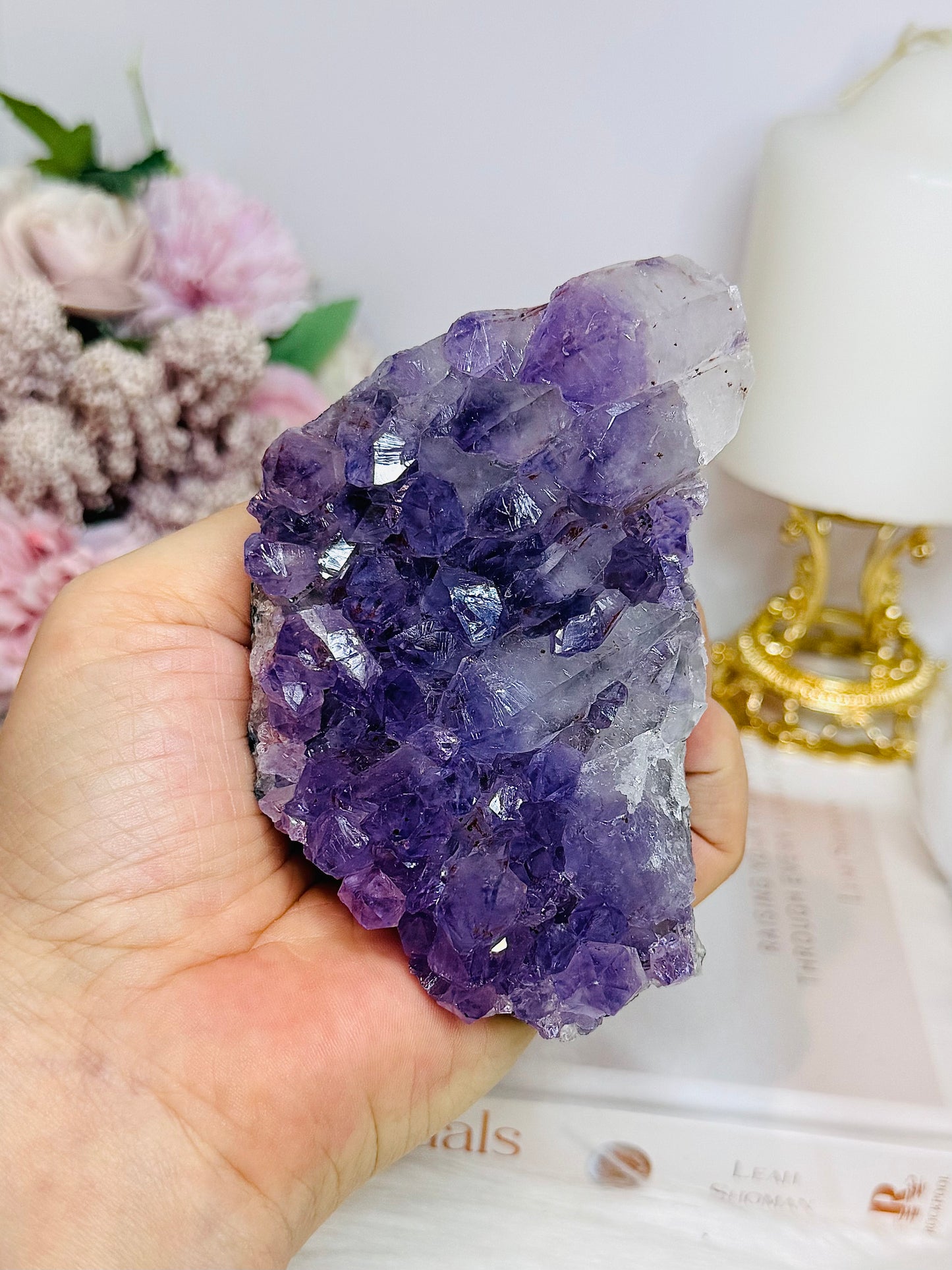 High Grade Amethyst Cluster Specimen 10.5cm On Stand