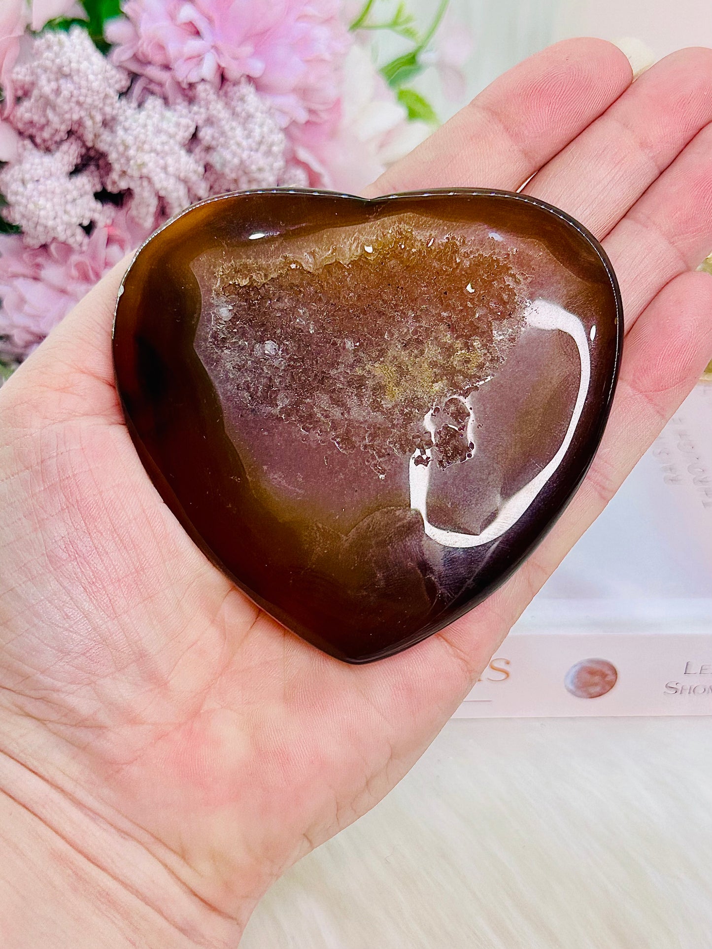 Beautiful Large Druzy Agate Heart on Stand