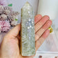 High Grade Large Green Flower Agate Tower 12.5cm