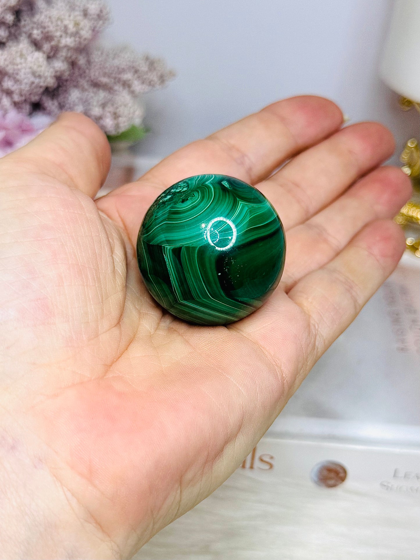 Natural Malachite From Congo Sphere on Stand 92g