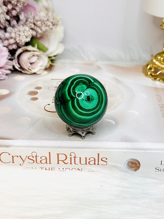 Natural Malachite Sphere on Stand 125g