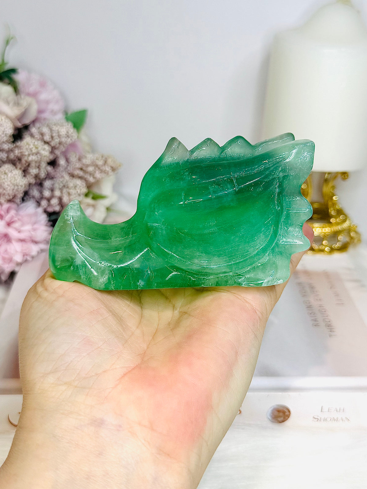 Green Fluorite Carved Dragon 10cm