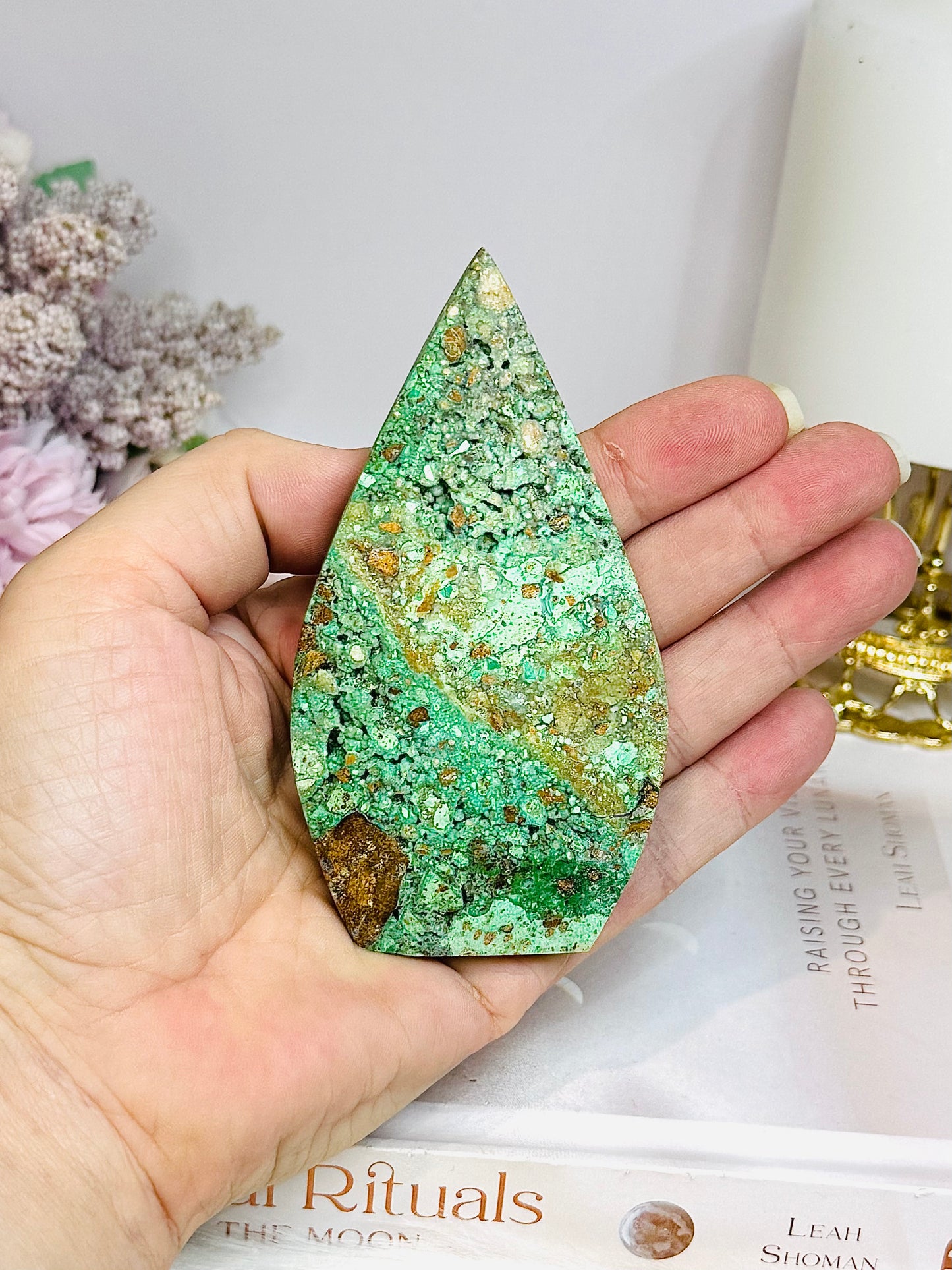 Variscite Carved Flame 10cm
