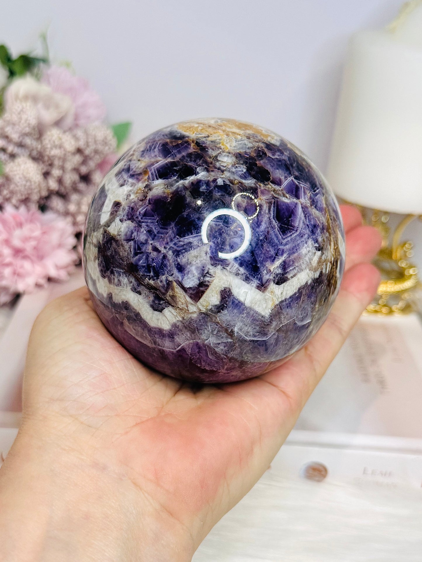 Large Chevron | Dream Amethyst Sphere on Stand 830g