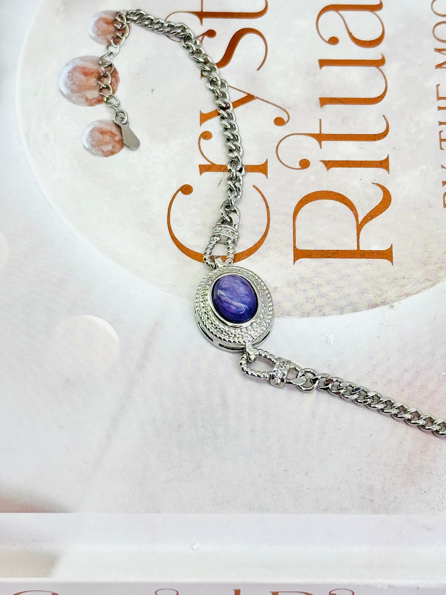 Absolutely Beautiful Silver Plated Charoite Bracelet In Gift Bag