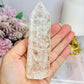 Clear Quartz Crackle Tower 12.5cm With Rainbows