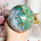 Large Moss Agate Druzy Sphere on Stand 756g