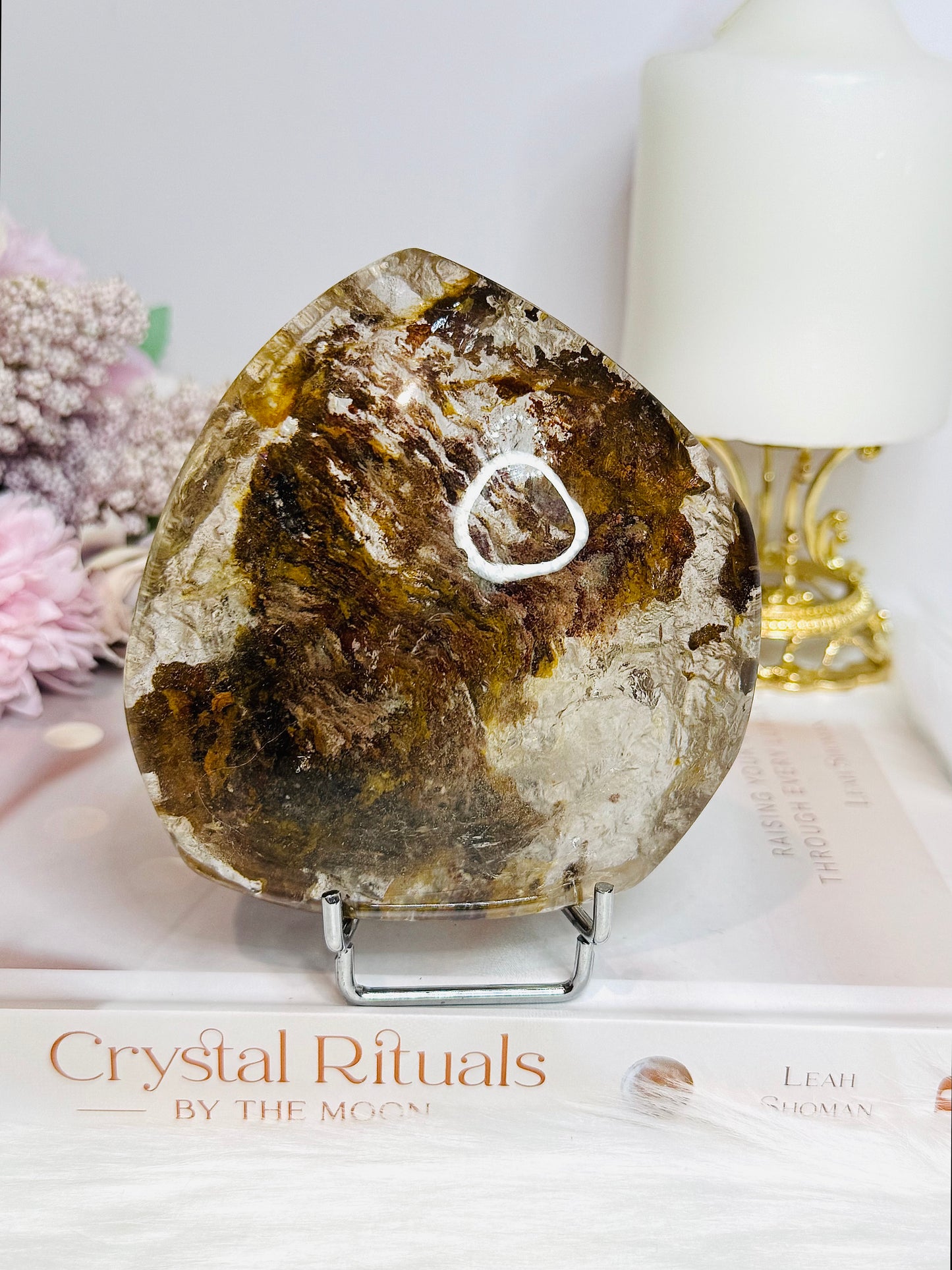 Large Natural Lodolite | Garden Quartz Polished Freeform on Stand 10cm 484g