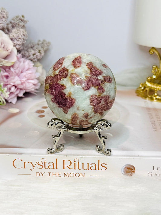 Pink Tourmaline Sphere On Stand 266g