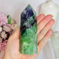 Incredibly Stunning High Grade Rainbow Fluorite Chunky Tower With Rainbows 13cm