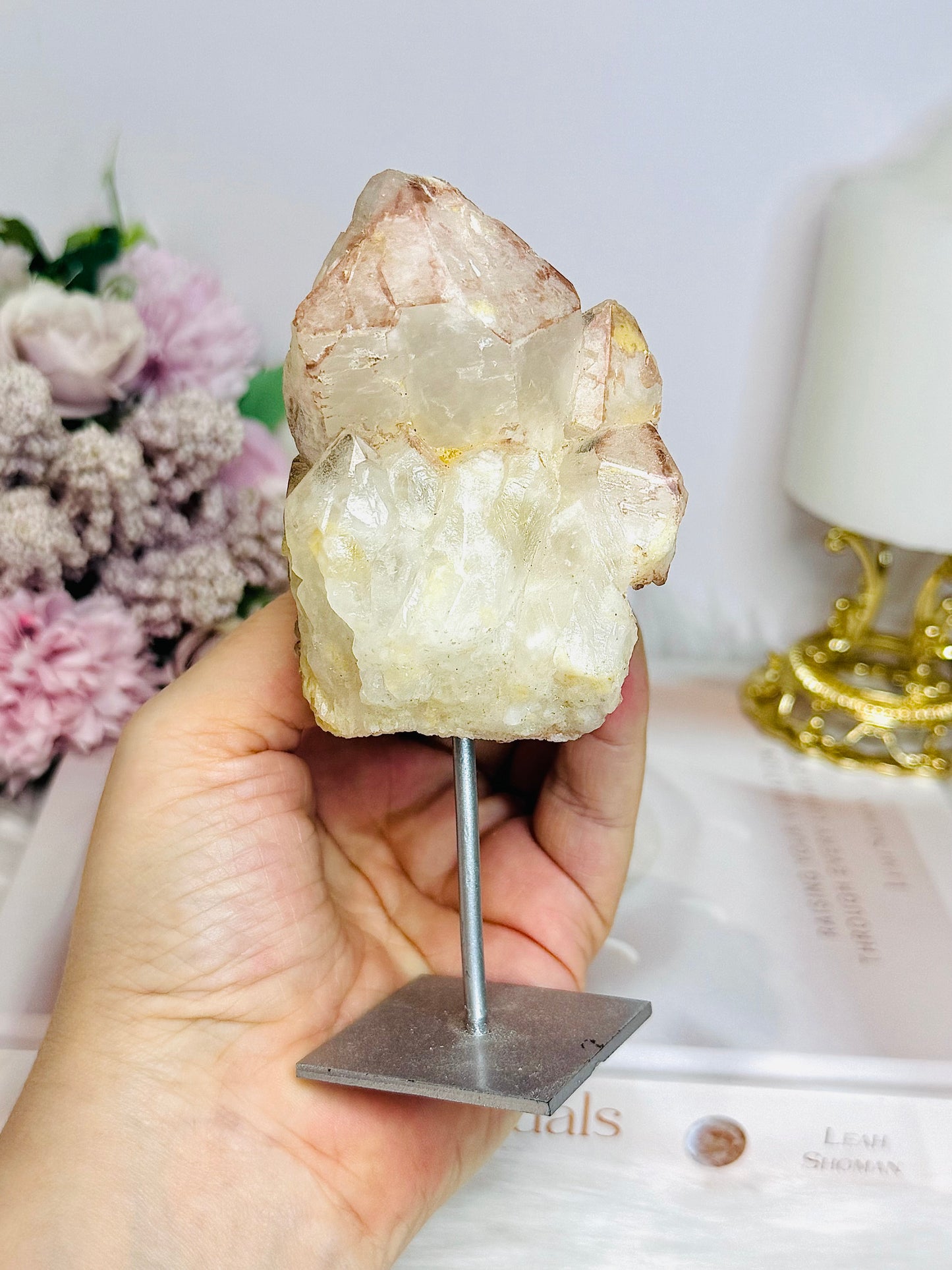 Natural Pink Lithium Cluster on Stand 13cm
