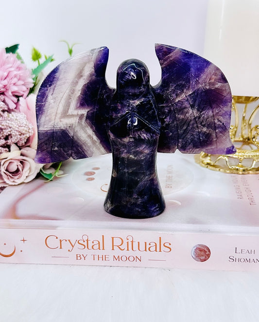 Protection From Negativity & Stress ~ Absolutely Divine 11cm Chunky Dream | Chevron Amethyst Angel Carving