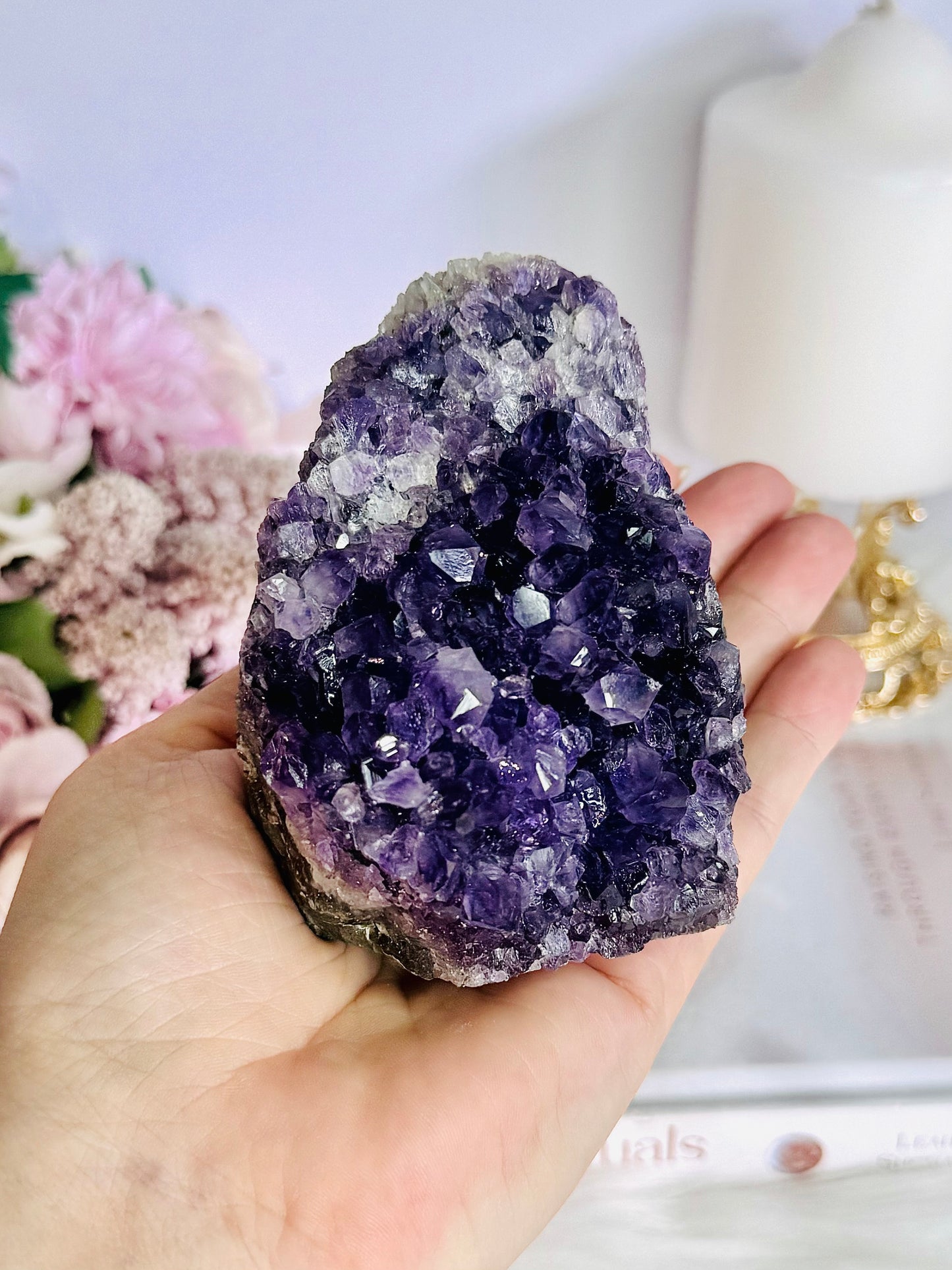 Deep Purple 381gram Amethyst Base Cut Cluster From Brazil