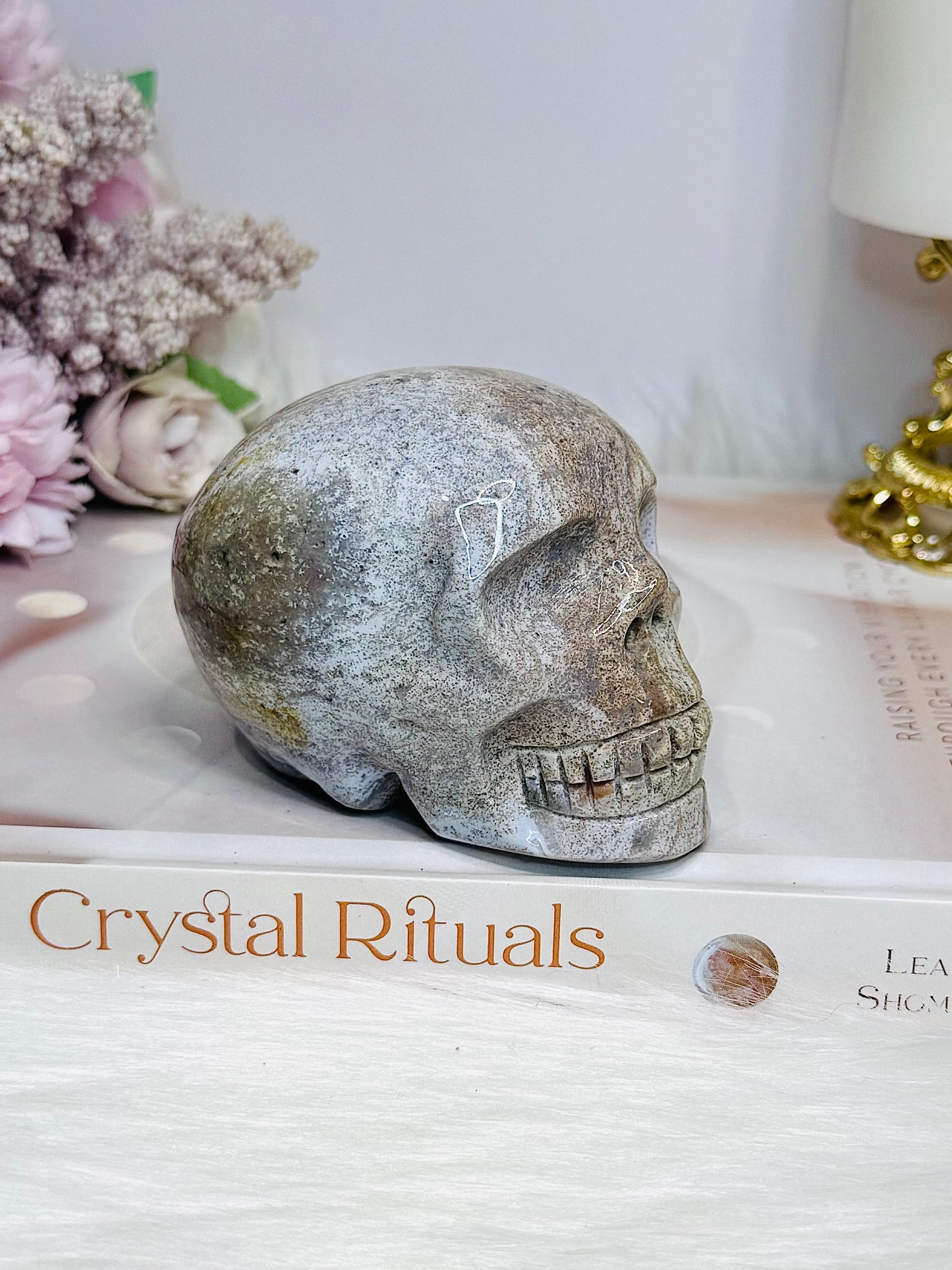 Ocean Jasper Carved Skull 8cm 401g