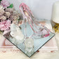 Gift Set ~ Large Mirror Tray 15cm, Large Pink Acrylic Shoe, Clear Quartz Cluster & Fire & Ice Quartz Sphere On Stand