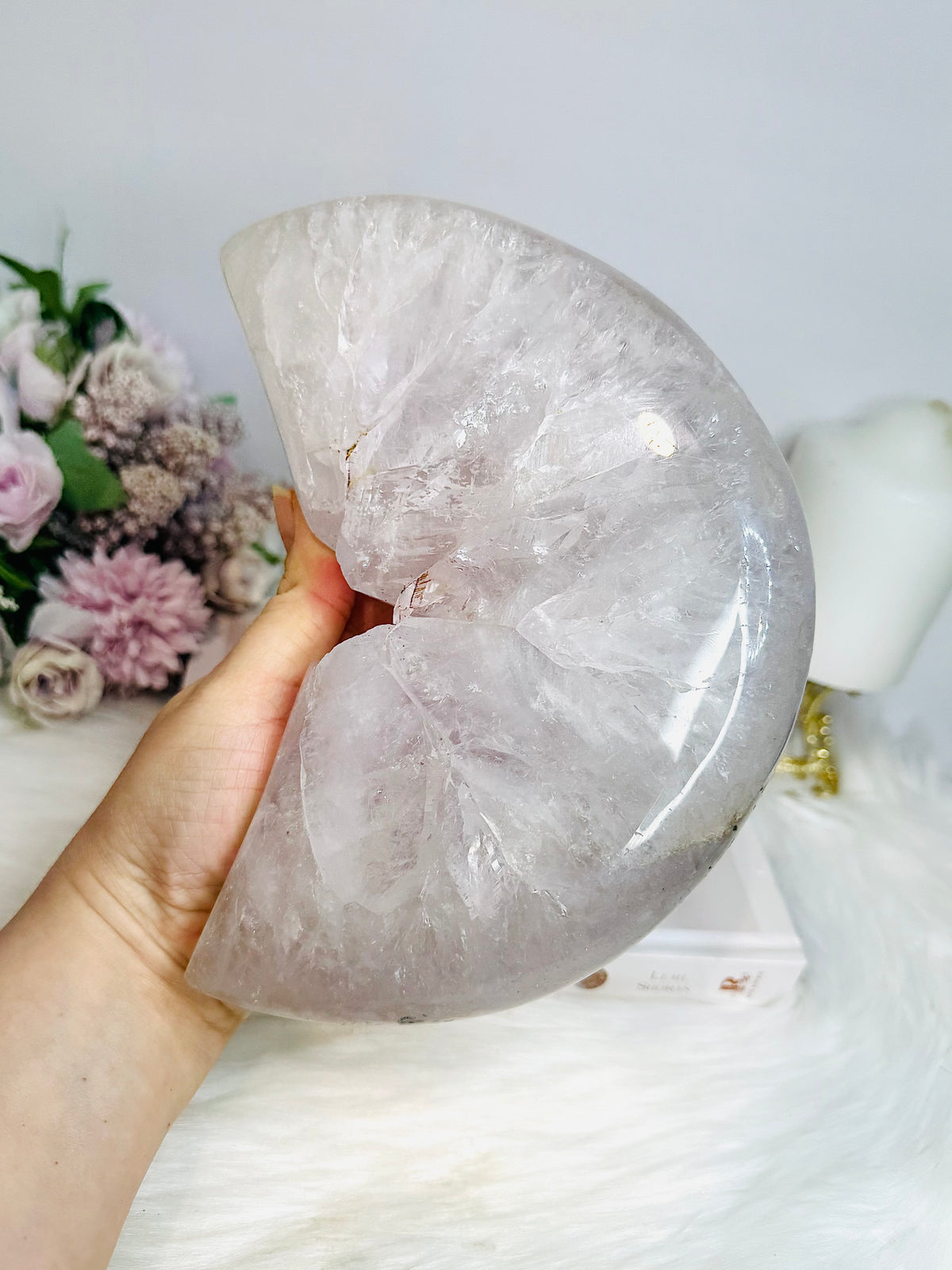 Huge Amethyst Carved Druzy Moon On Custom Stand 2.2KG 28cm (Inc stand)