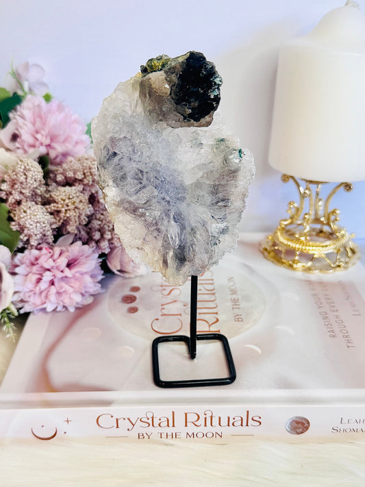 Natural Zeolite | Flower Amethyst Slab On Stand 15.5cm