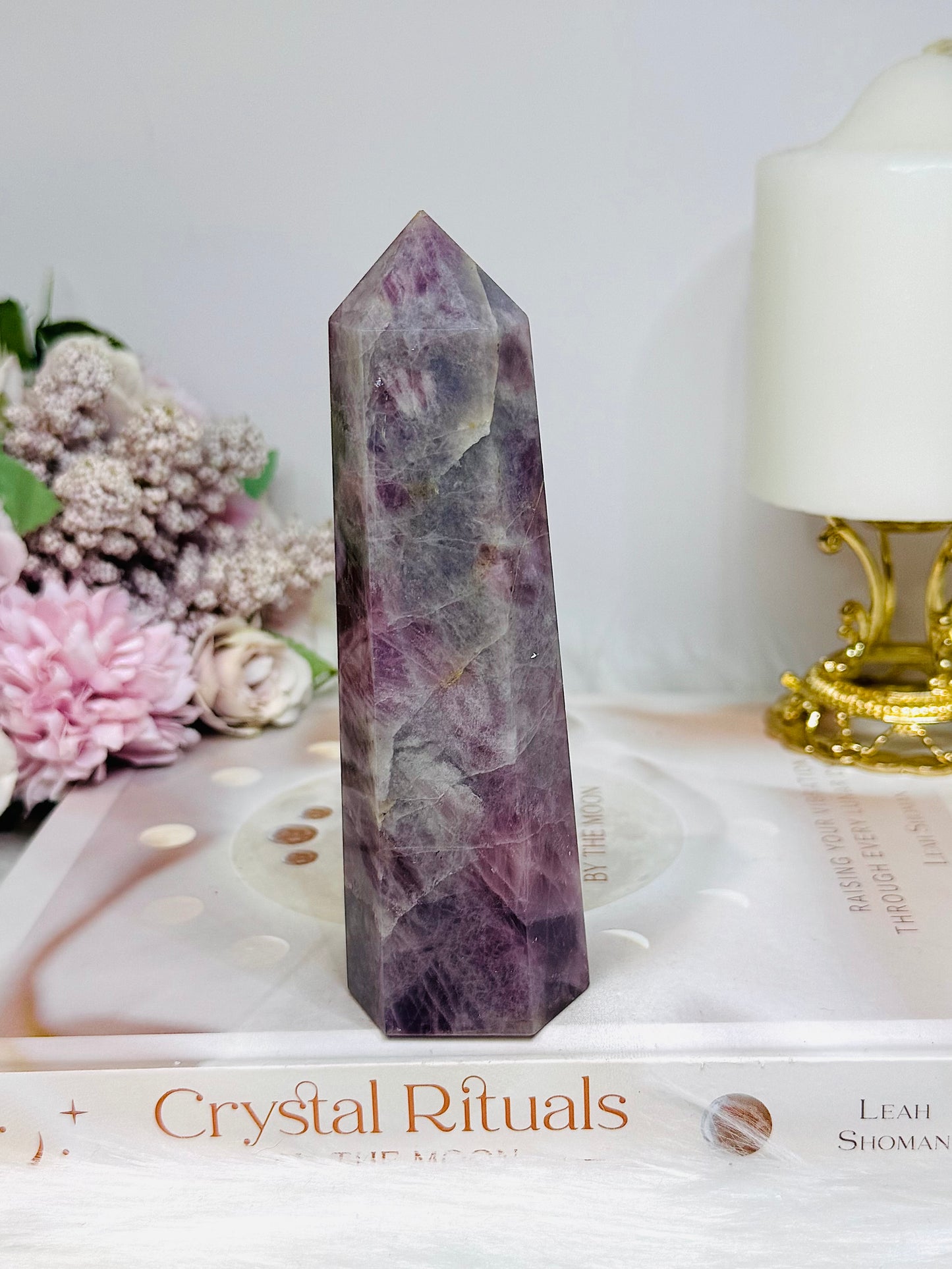 Large High Grade Lavender Rose Quartz Tower 13.5cm
