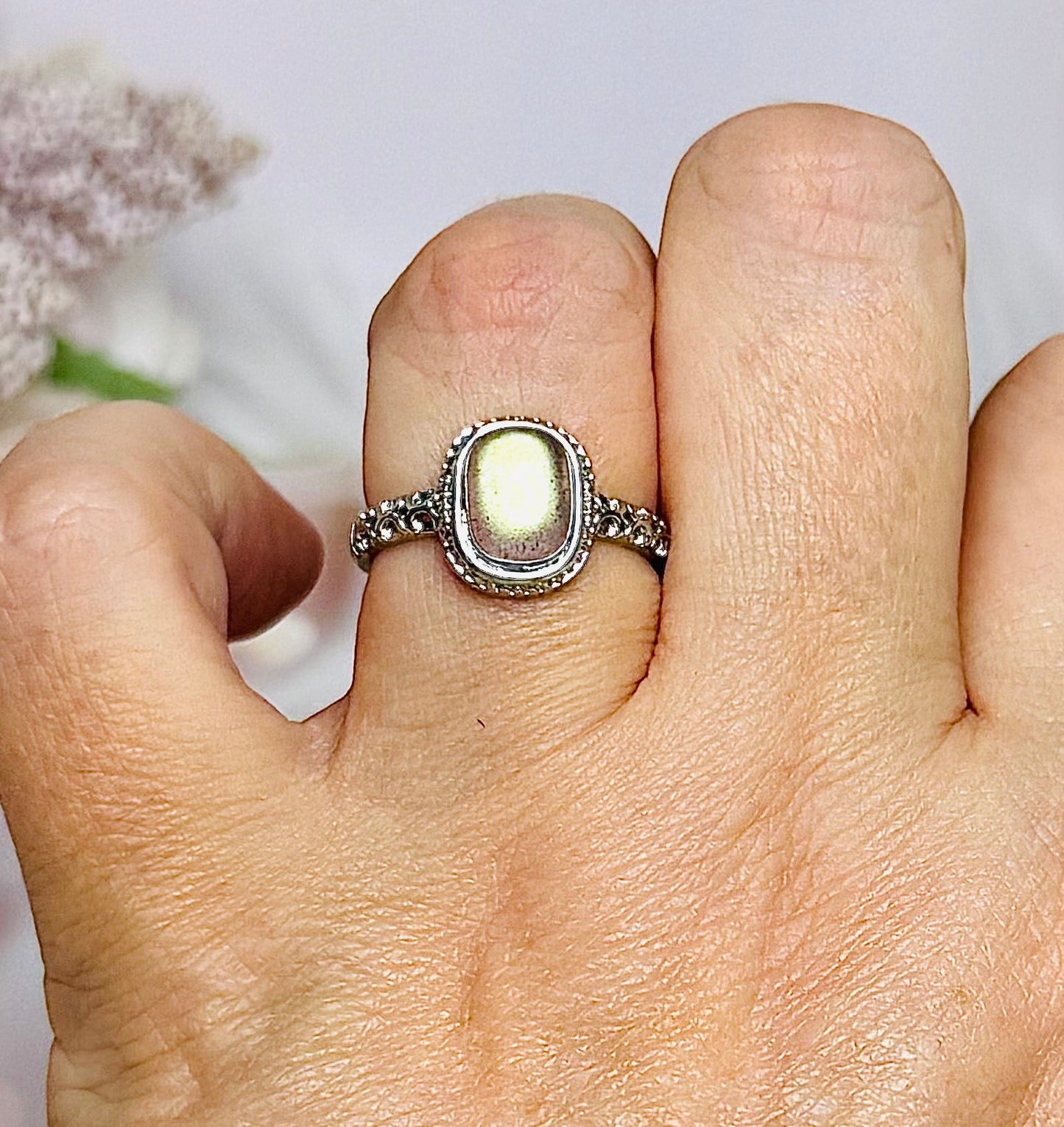 Adjustable Labradorite Ring in Gift Bag