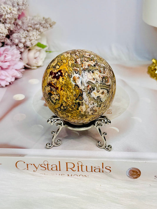 Leopard Skin Jasper Sphere on Stand 237g