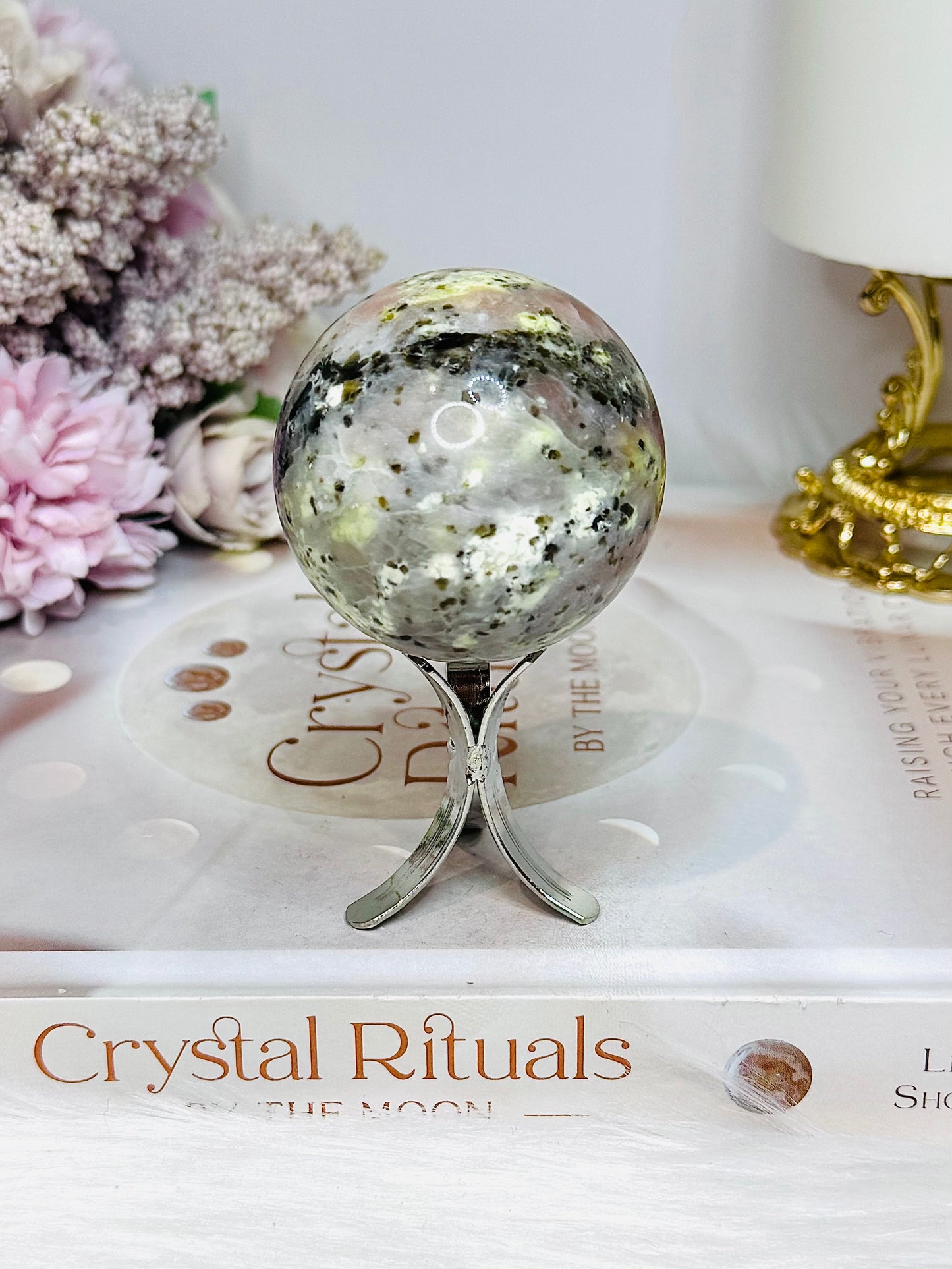 Peach Blossom Tourmaline Sphere On Stand 180g
