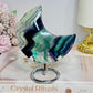 Large Rainbow Fluorite Moon 9.5cm On Stand (reduced moon has chip)