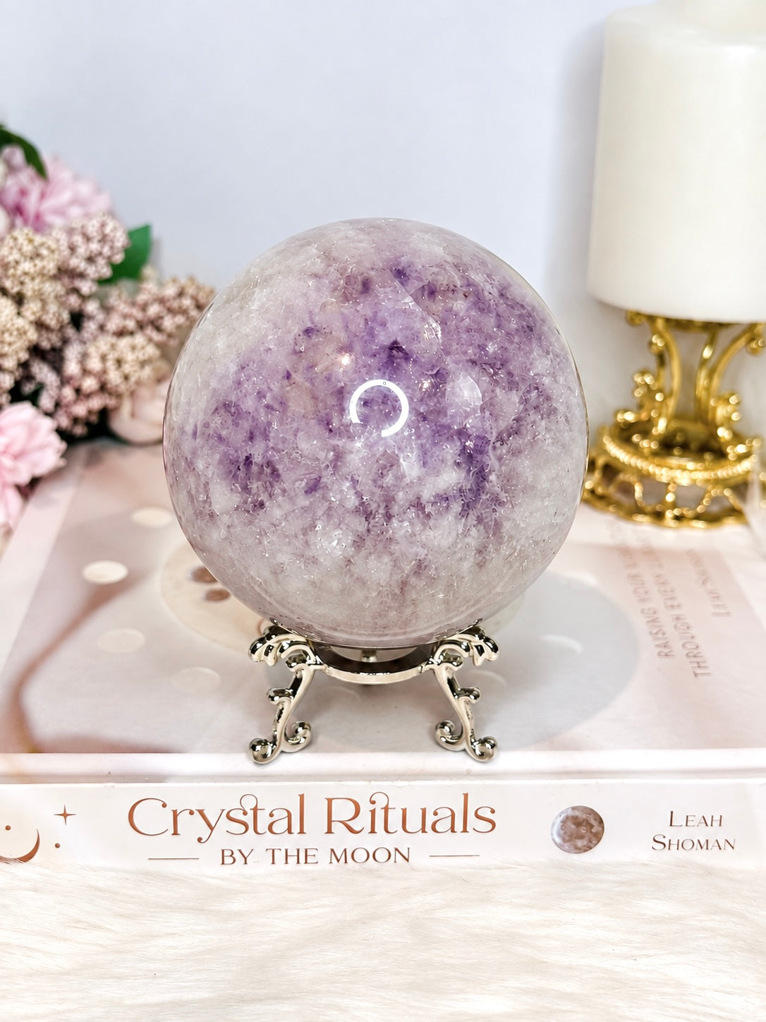 Large High Grade Purple Agate Sphere on Stand 851g