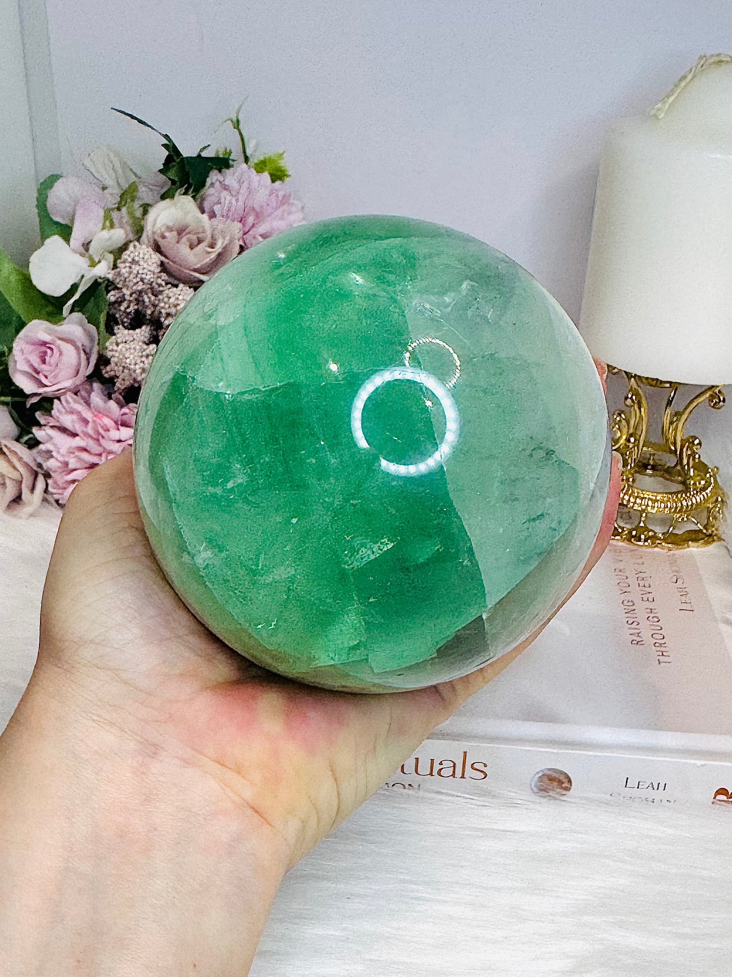 Large Green Fluorite Sphere on Stand 1.45KG