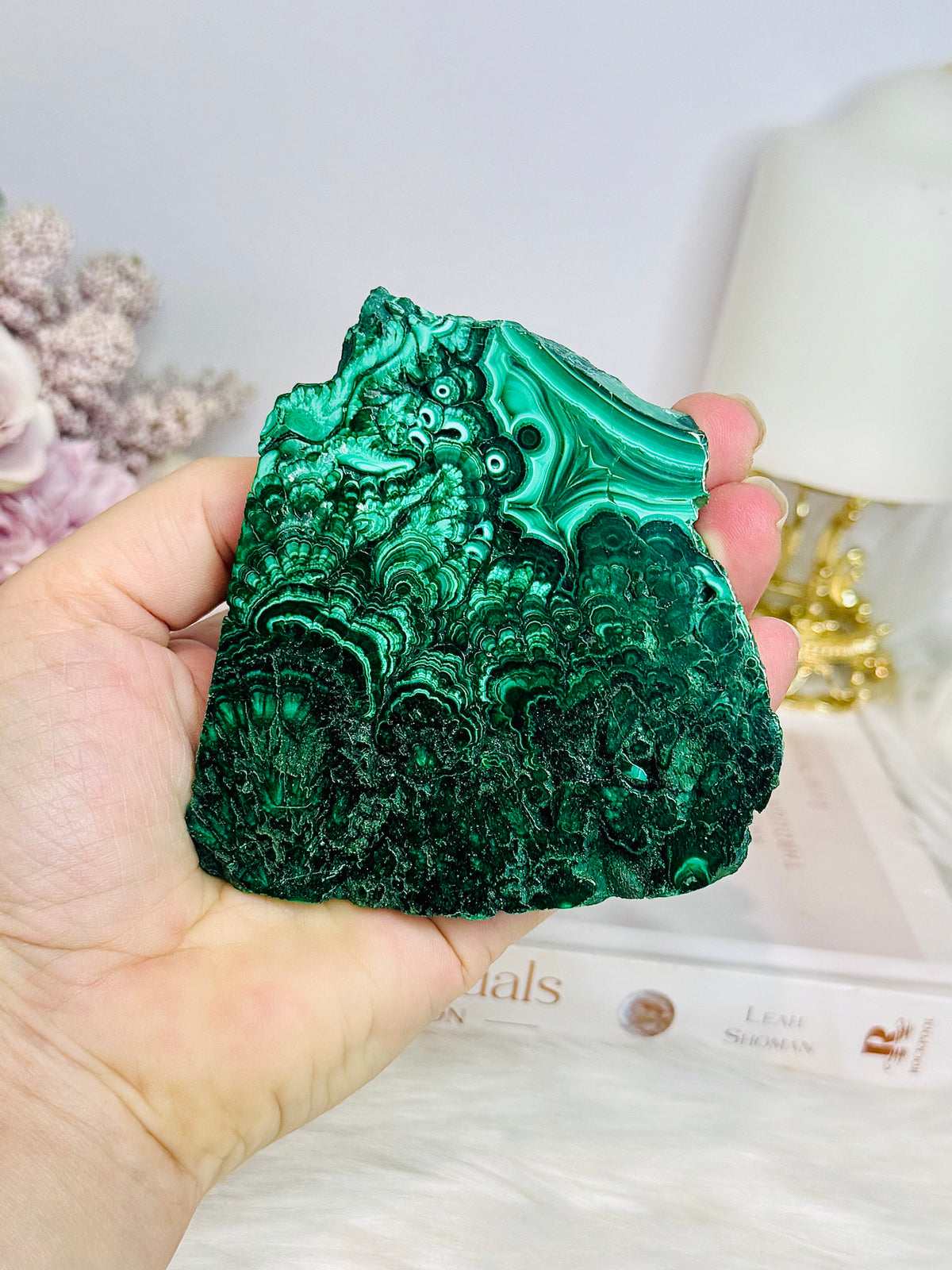 Large Thick Natural AAA Malachite Slab From Congo 9.5cm 262g