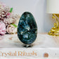 Moss Agate Druzy Egg On Stand 7cm