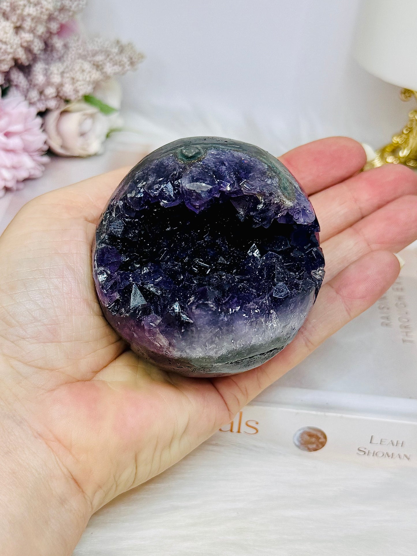Large Druzy Amethyst Sphere on Stand 359g