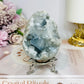Large Blue Celestite Egg On Stand 521g