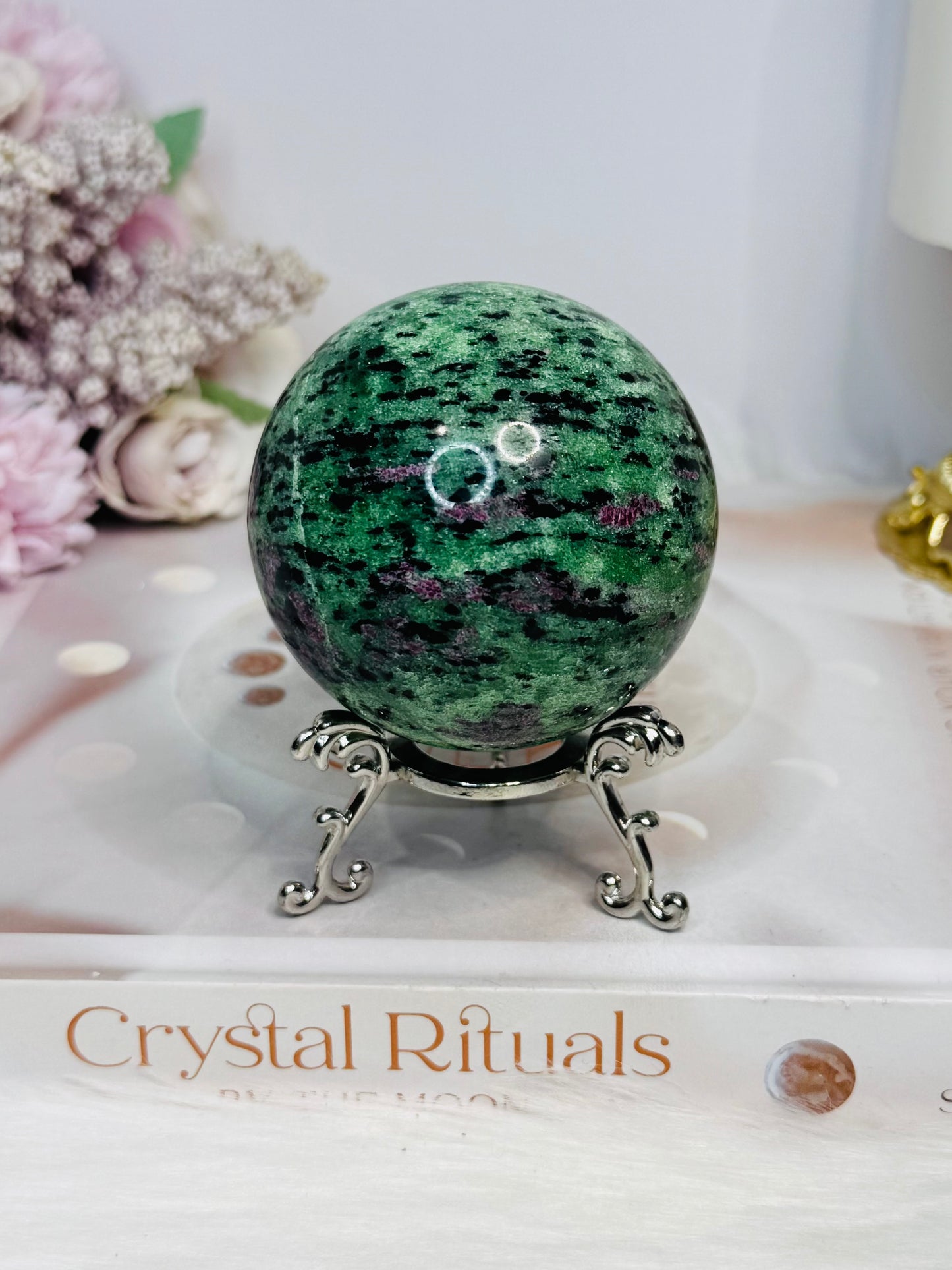 Ruby Zoisite Sphere on Stand 381g