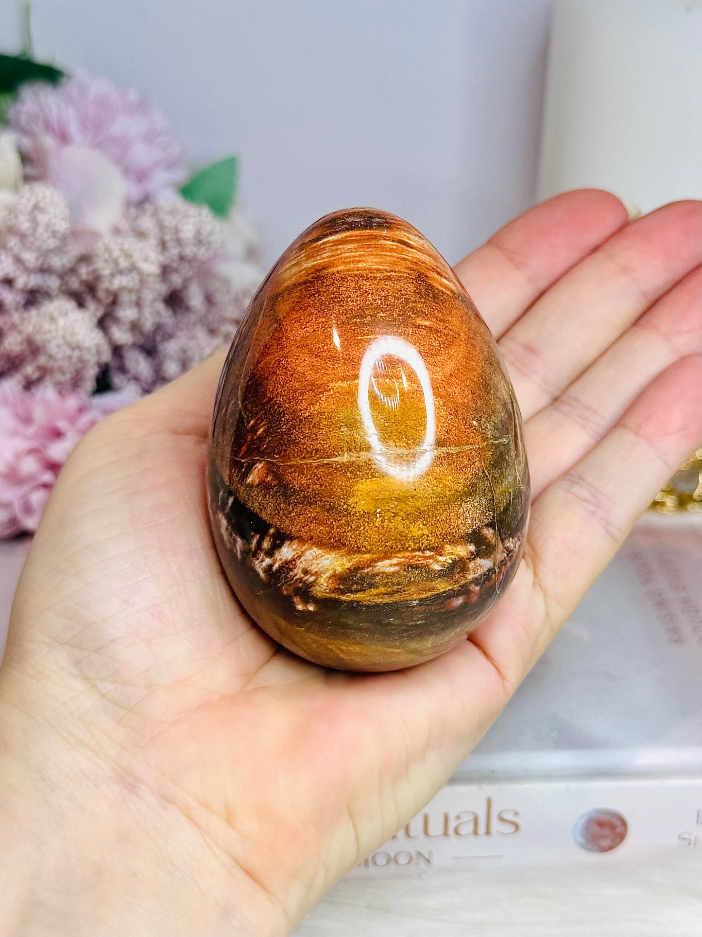 Large Polychrome Jasper Egg on Stand 296g