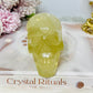 Citrine Carved Skull with Rainbows 8cm 399g