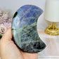 Purple Flash Labradorite Moon on Stand 12cm