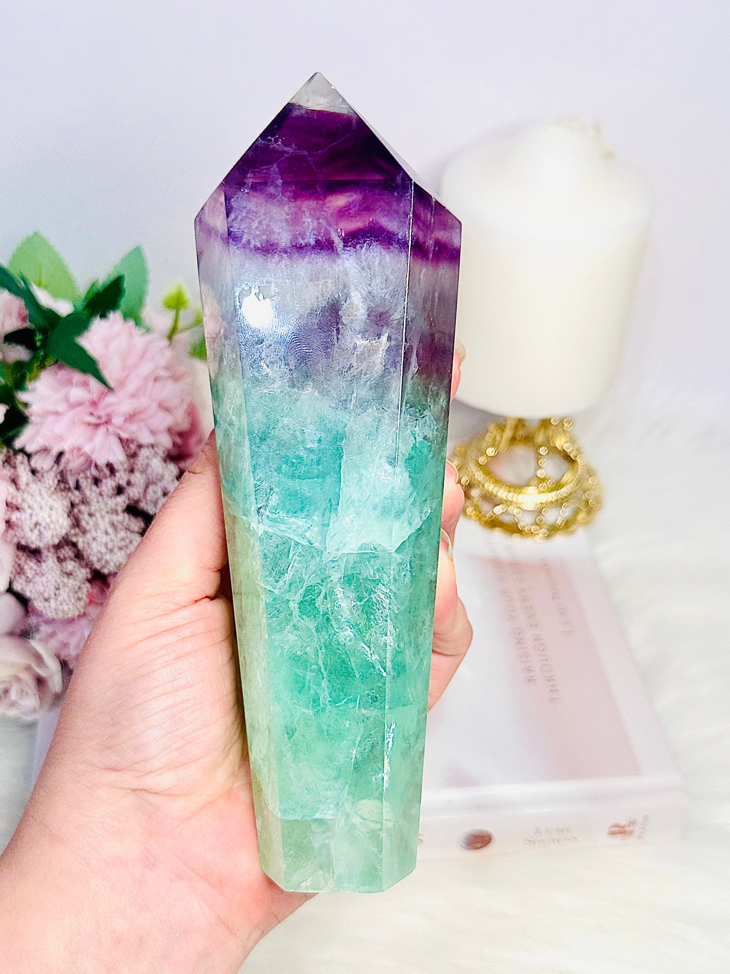 Spectacular Large Incredible Chunky Fluorite Obelisk | Tower 19cm 768grams Full Of Stunning Rainbows