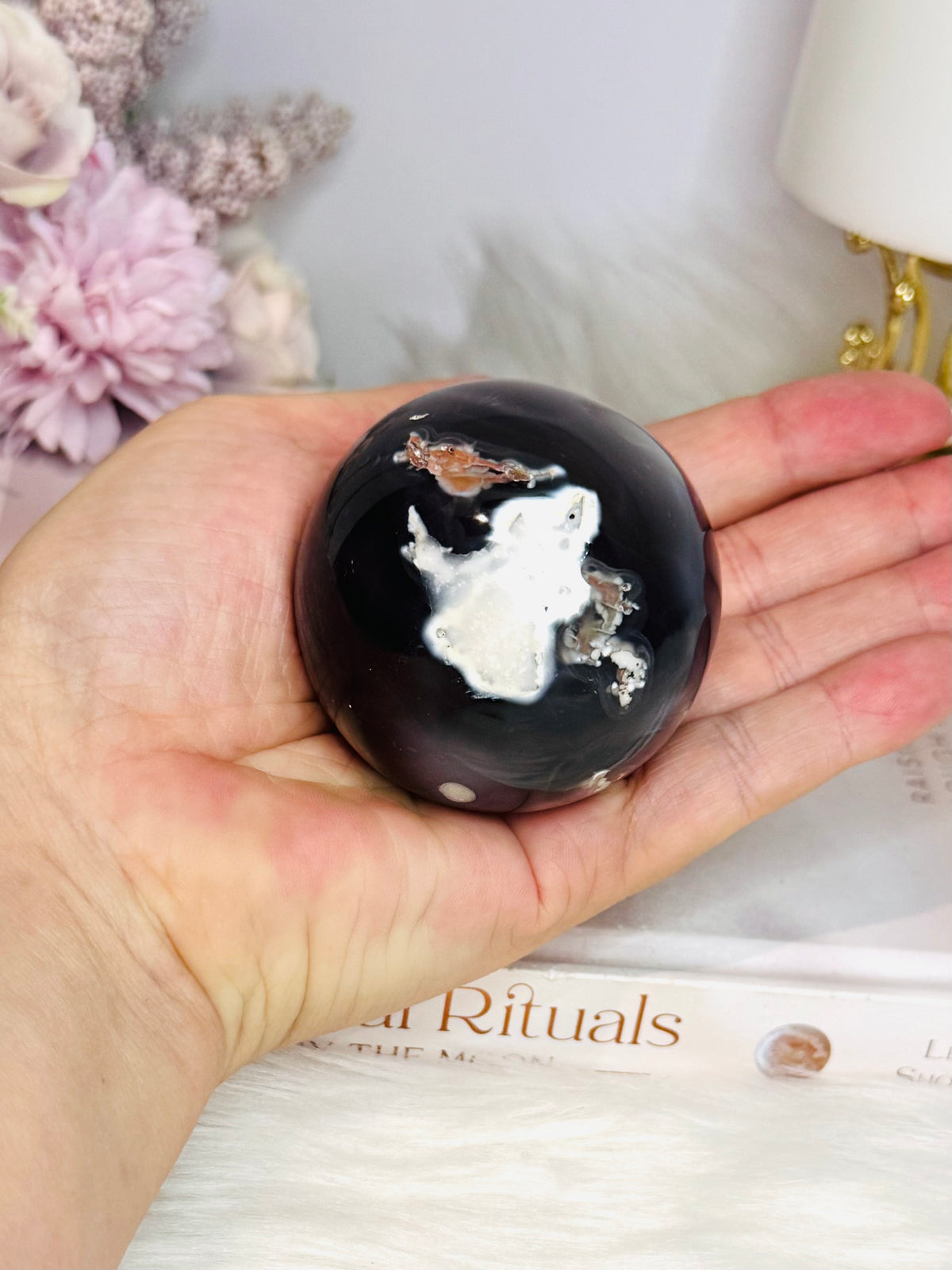 Orca Agate Sphere On Stand 247g