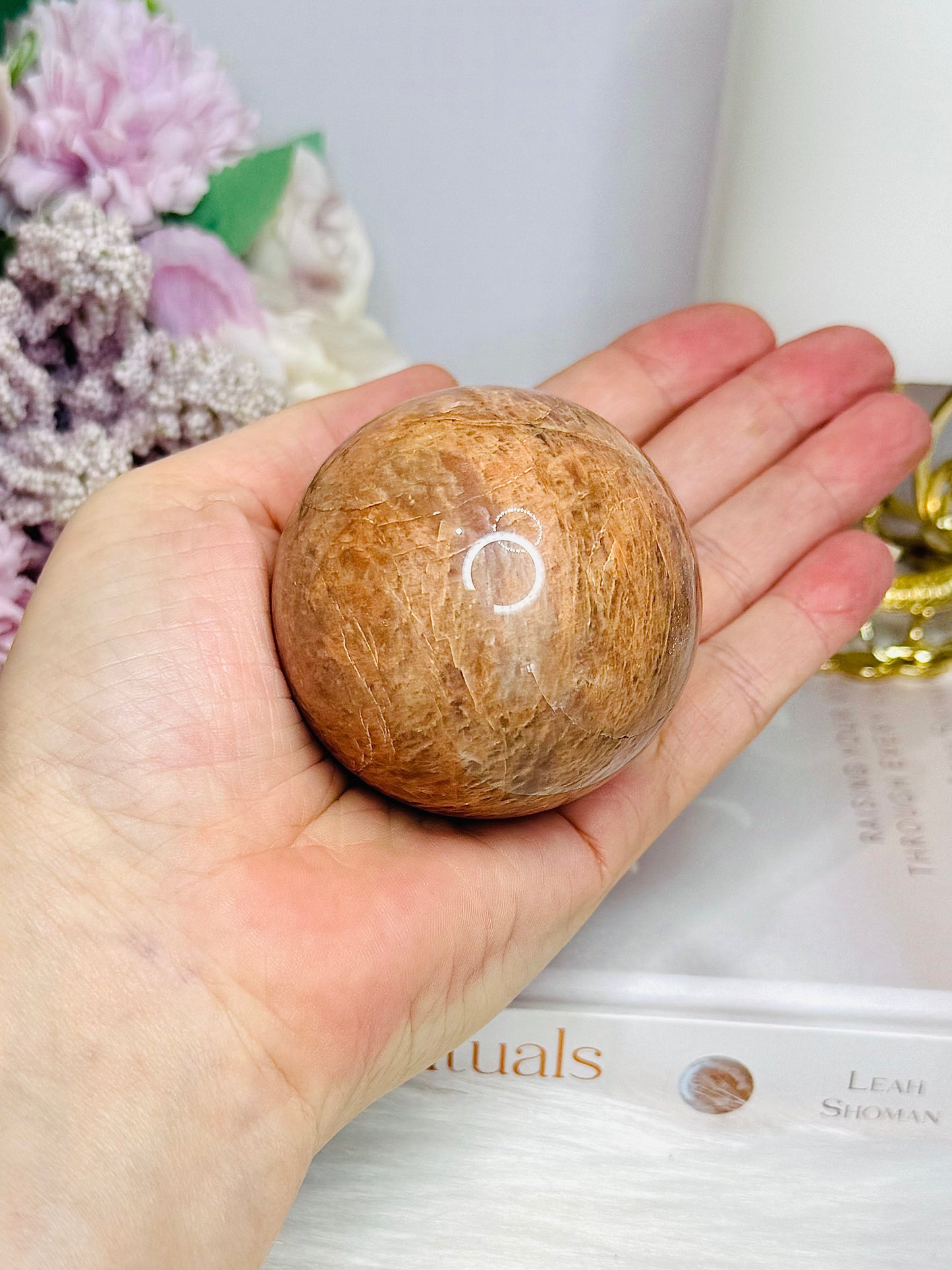 Moonstone X Sunstone Sphere On Stand 267g