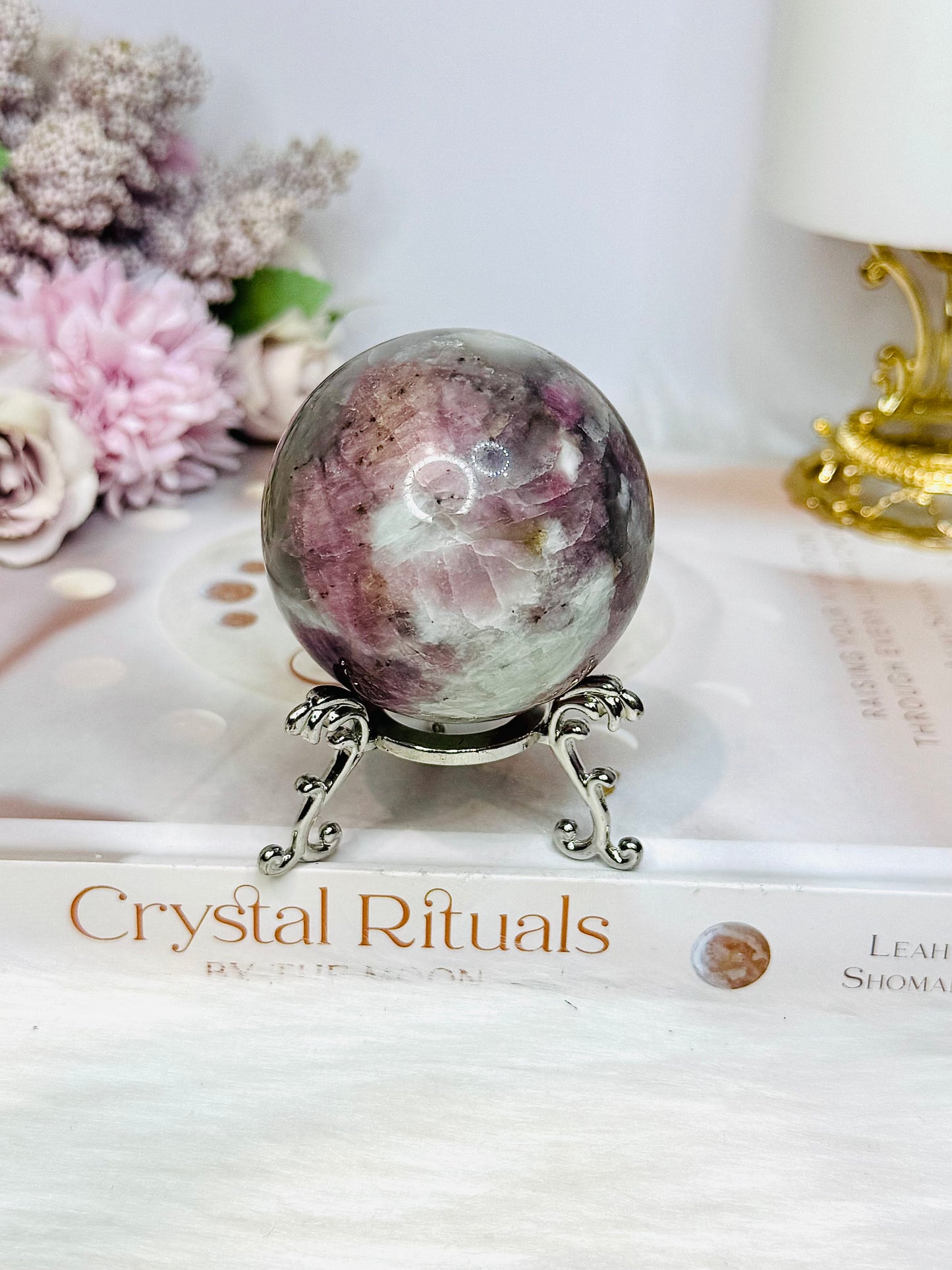 Pink Tourmaline Sphere On Stand 236g