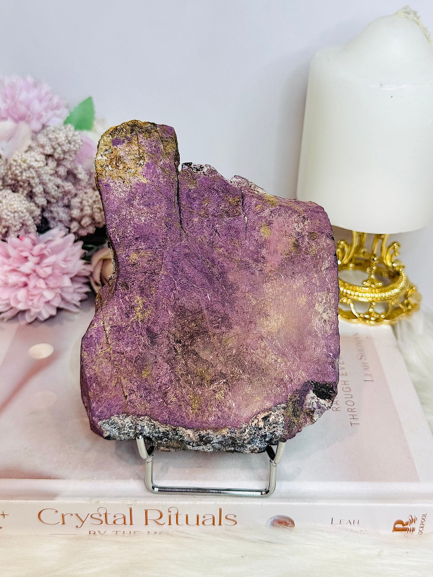 Large Natural Purpurite Slab on Stand 480g
