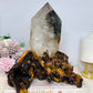 Huge Natural Garden Quartz Tower on Wooden Base 21cm Tall 19cm Wide 1.6KG