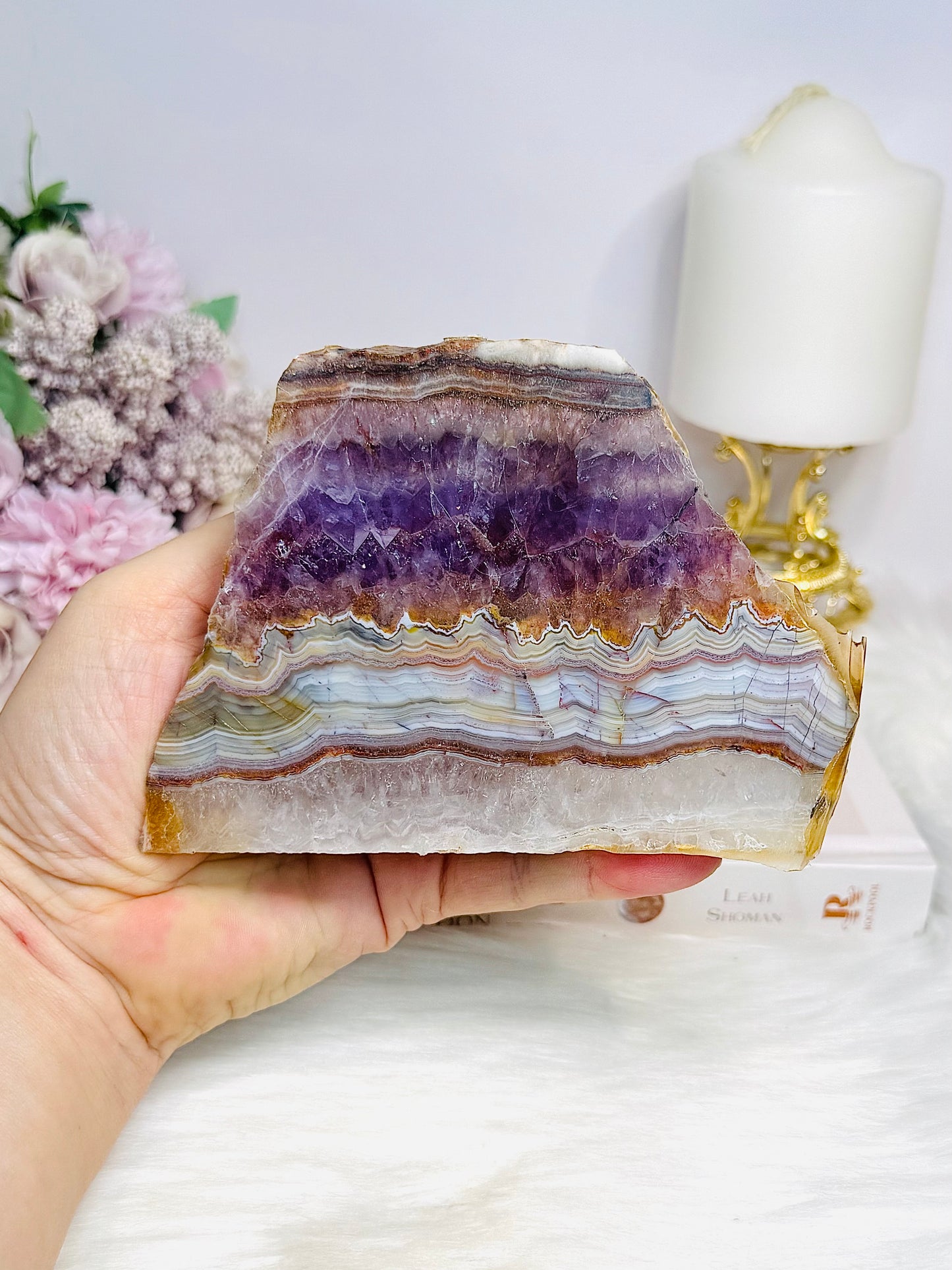 Natural Crazy Lace Amethyst Slab 12.5cm