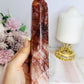Large Red Fire Quartz Tower 20.5cm with Rainbows