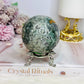 Moss Agate Druzy Sphere On Stand 373g